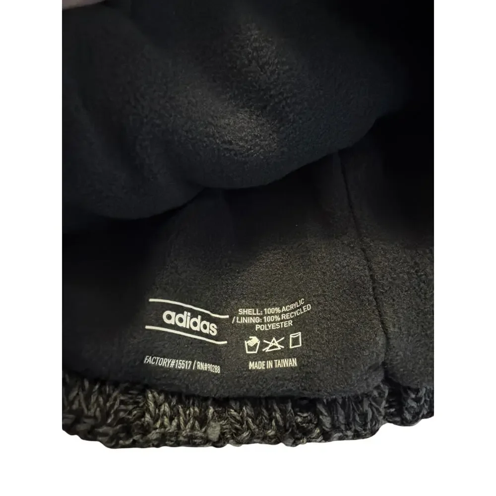 Adidas Men's Recon 3 Ballie Black & Gray Fleece Marble Beanie Winter Hat New